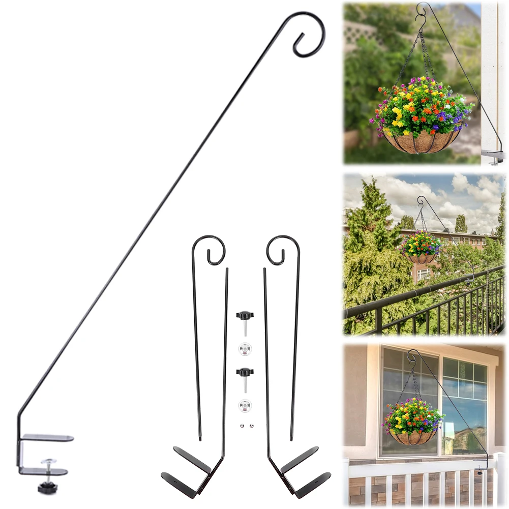 2 Pcs Heavy Duty Bird Feeder Hook 360 Degree Rotary Plant Bracket Adjustable Clamp for Outdoor Bird Feeders Planters Wind Chimes