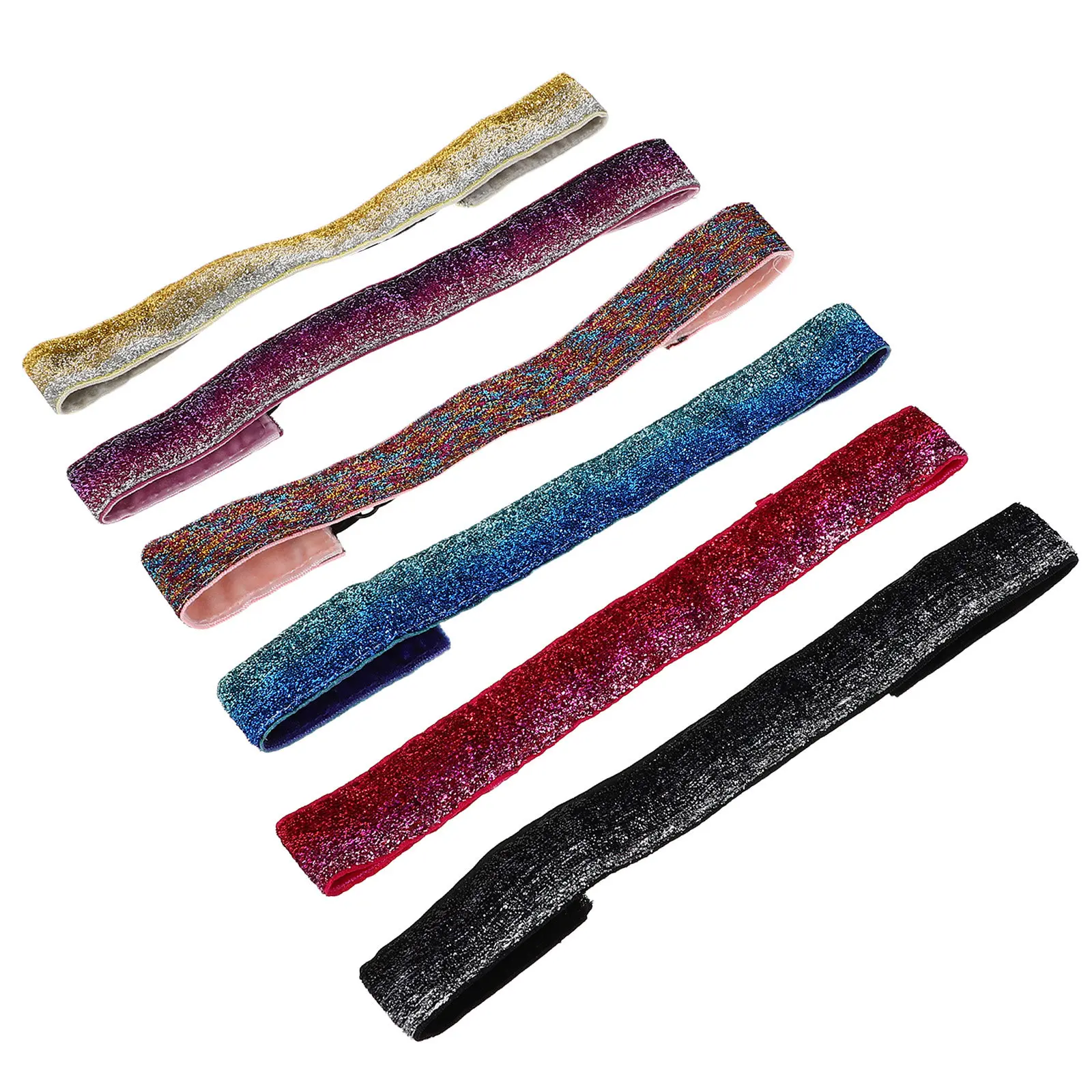 6Pcs 땀 방지 스포츠 머리띠 와이드 글리터 탄성 미끄럼 방지 헤어 밴드 요가 운동 헤어 밴드 여성용 피트니스 스포츠