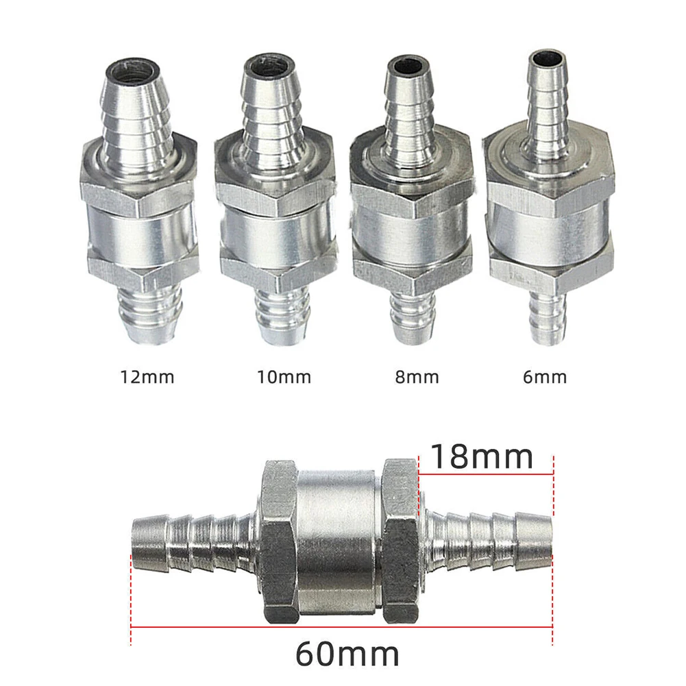 

6/8/10/ 12mm 4 Size Valves Aluminium Alloy Fuel Non Return Check Valve Fit Carburettor Tool Check Valve