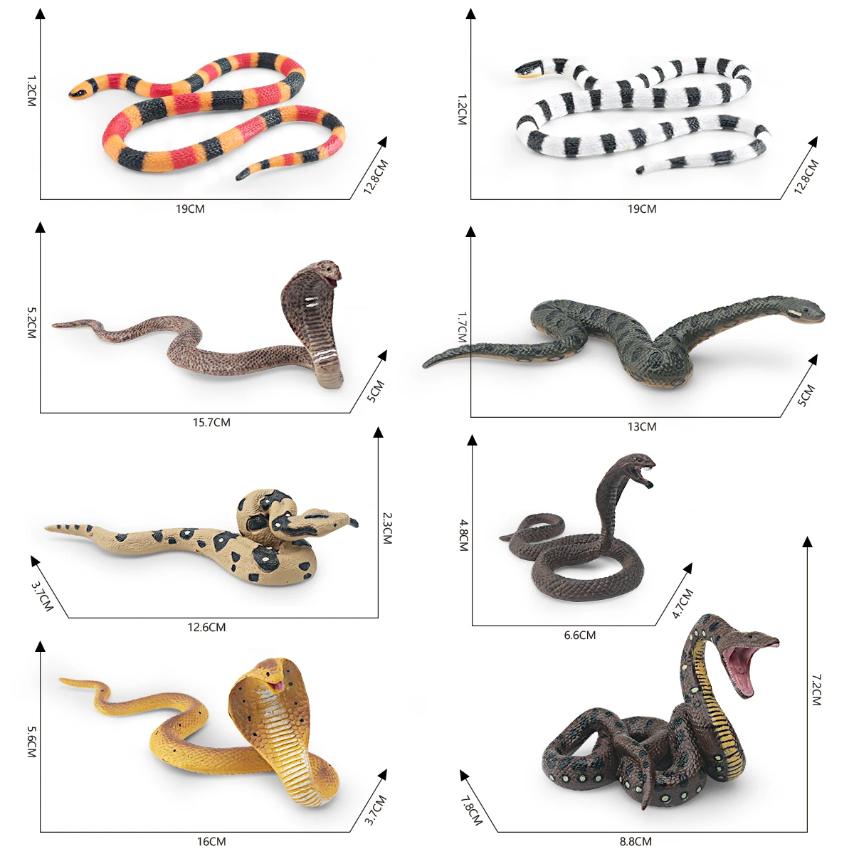 Simulated wild reptile, cobra, python, green forest python, coral snake, children's cognitive decorative ornament toy 6