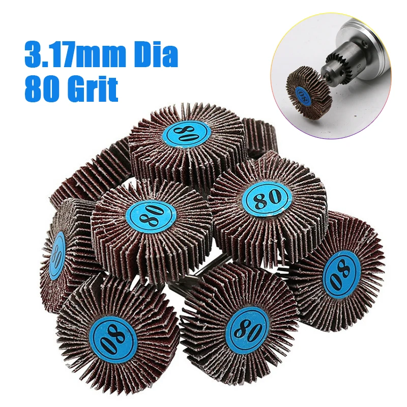 

5pcs 80 Grit Louver Grinding Sanding Sandpaper Flap Wheel Discs 3.0mm Shank Shutter Polishing Wheel For Dremel Rotary Tools