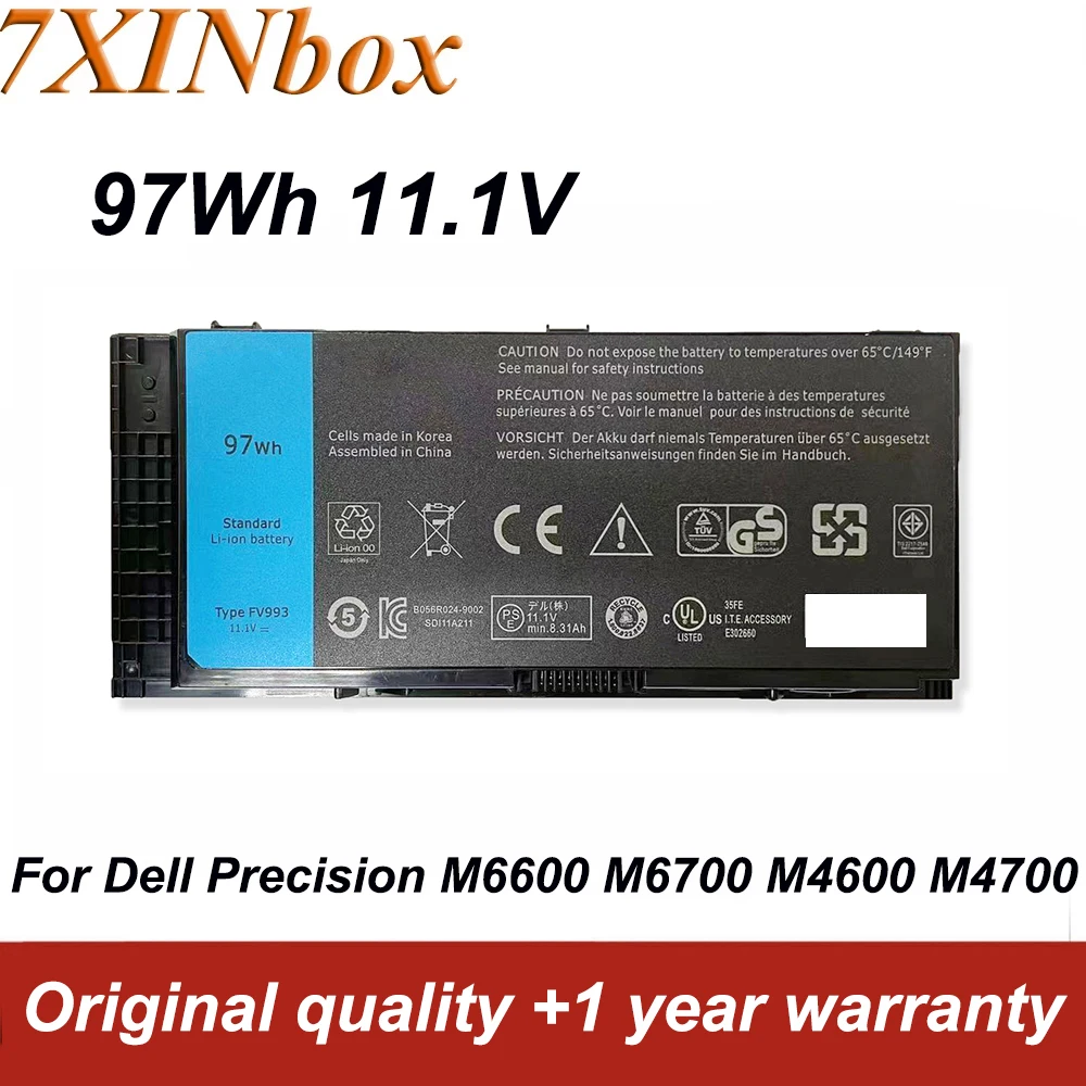 

New Laptop Battery FV993 11.1V 97Wh PG6RC R7PND T3NT1 FJJ4W Compatible For Dell Precision M4600 M4700 M4800 M6800 M6600 M6700