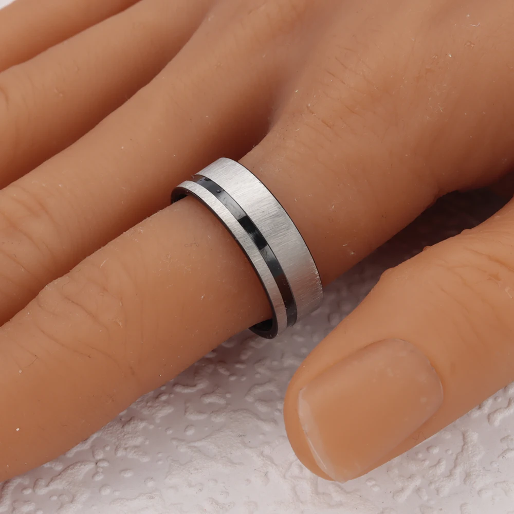 Finger Ring Wedding Rings Stainless Steel Ring Wedding Ring 24Pcs Fashion Punk Two Colors Stainless Steel Rings Cut Pattern Wedding Ring Men and Women Engagement Party Jewelry