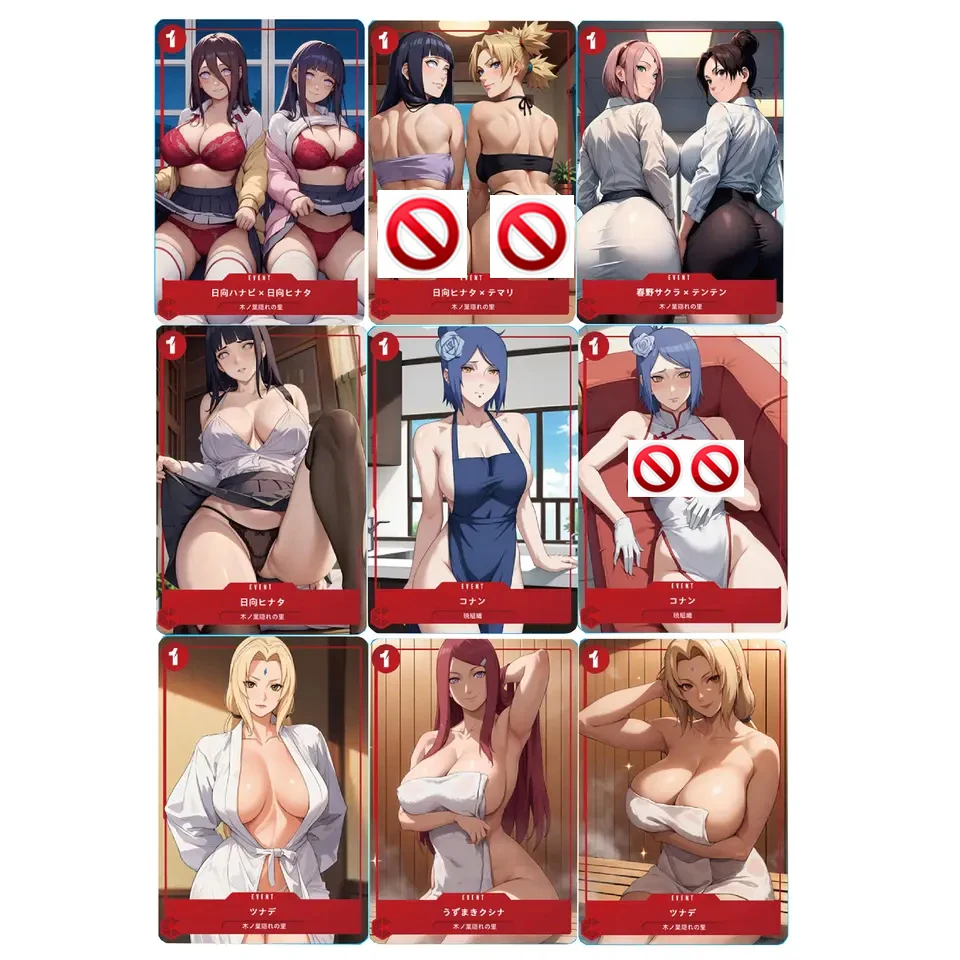 9Pcs/set Diy Naruto Tsunade Haruno Sakura Hyuga Hinata ACG Color Flash Card Self Made Classic Anime Collection Cards Gift Toy