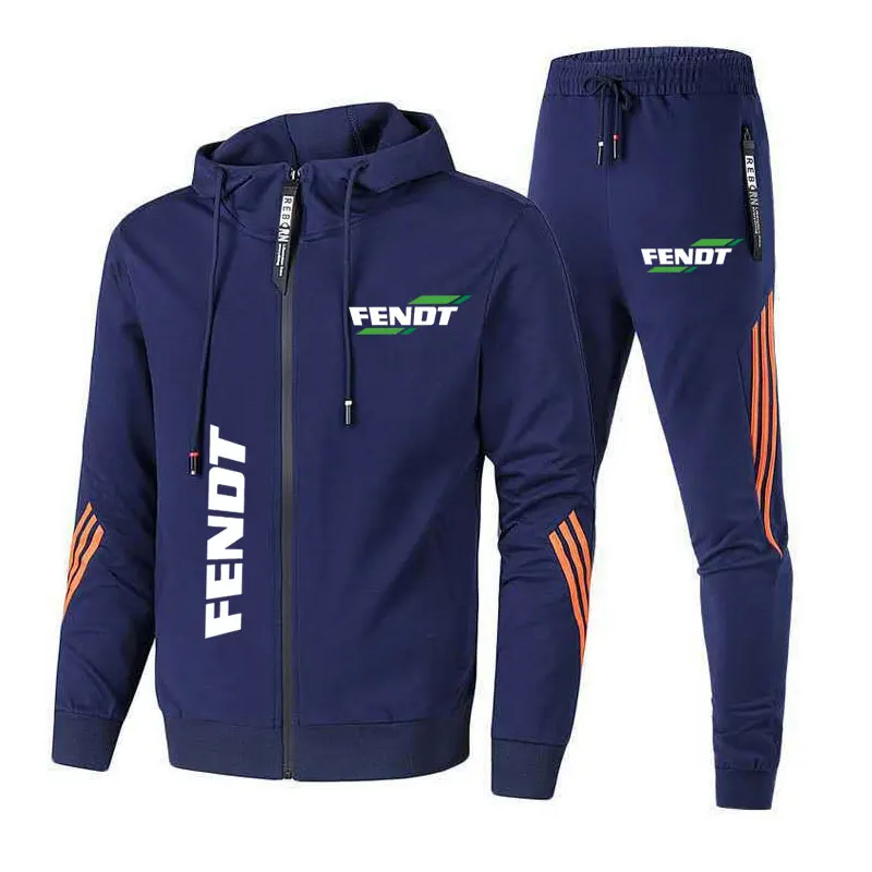 2024 New Men's Hooded Sports Set Brand FENDT Logo Outdoor Leisure Fashion Shirt Morning Running Fitness Two Piece 6