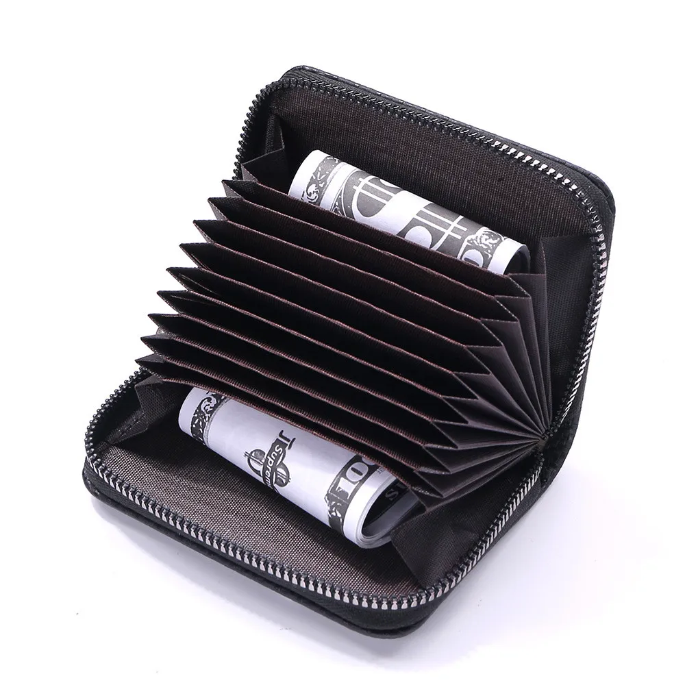 

Fast Drop Shipping Fashion PU Card Case Business Zipper Black Card Holder Men Women Bag ID Card Holder Wallet Billetera Corta