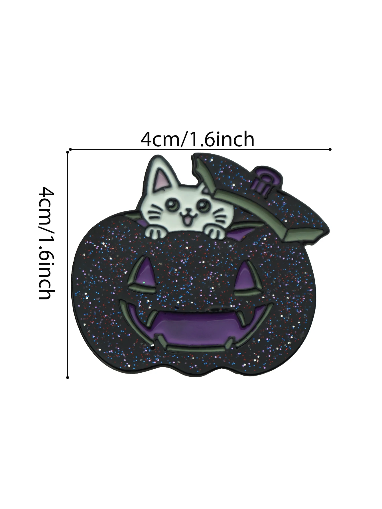 

Halloween Pumpkin with White Cat Enamel Pin Glitter Metal Badge Brooch for Jewelry Accessory Gitfs