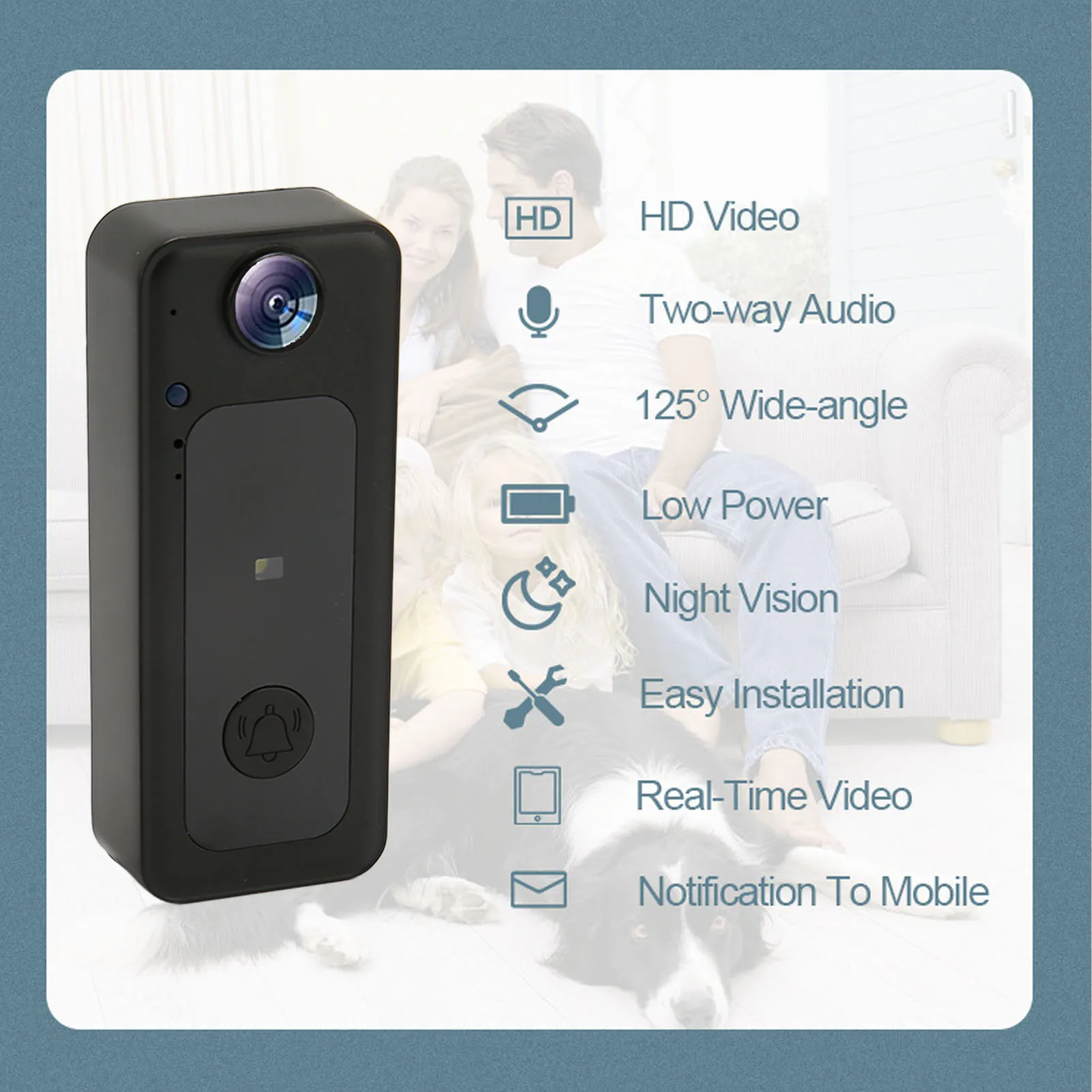 Smart Video Doorbell Wireless WiFi Video Doorbell Smart Night Vision APP Control Two Way Voice Intercom for Home