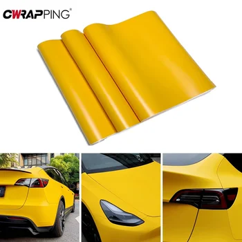 Accessori per auto con rilascio d'aria in vinile per avvolgimento automobilistico giallo opaco Avvolgimento per auto in PVC impermeabile per auto che copre tutto il corpo per motocicli