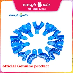 24 PCS/bag  Dental Impression Tray EASYINSMILE Disposable Perforated Plastic Blue for Adult or Child Size L/M/S Upper and Lower