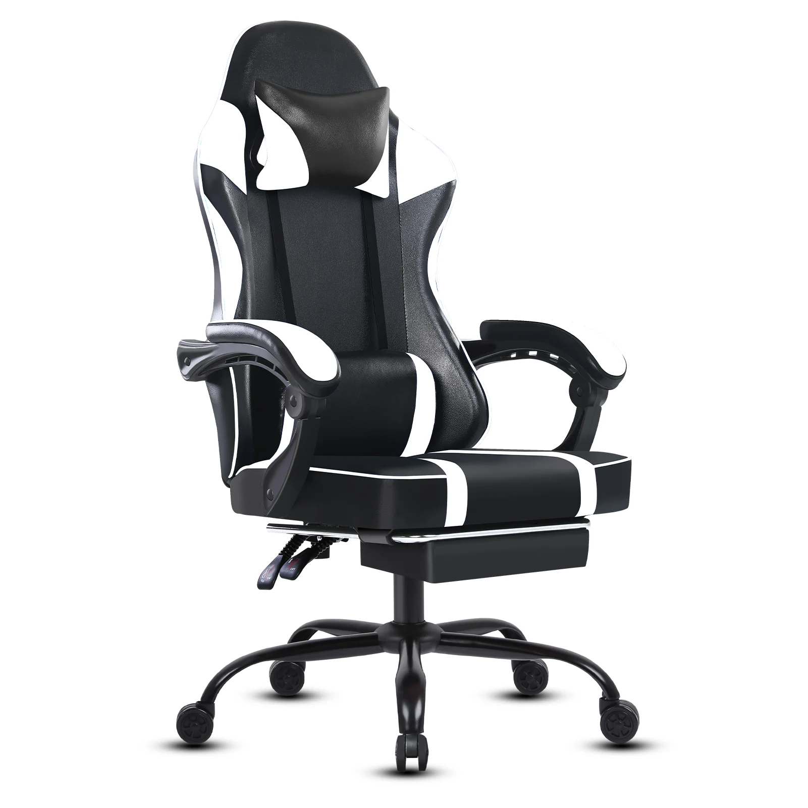 Gaming Chair Office Chair Ergonomic Gaming Chair with Footrest High-Back Video Game Chair Computer Chair Office with Headrest and Lumbar PU Leath
