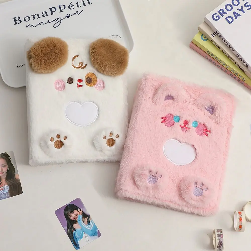 

Inner Page Refill Plush Cat Binder Cover Six-hole Idol Photo Card Notebook Album Cover Loose-leaf A5 Fluffy Card Albums Fans