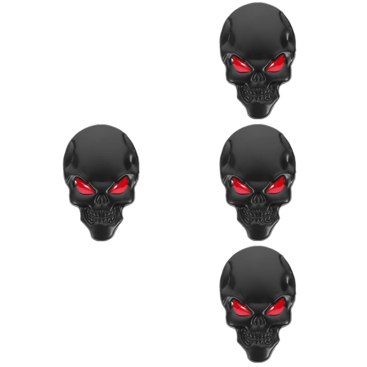 

4 Count Motorcycle Accessories Skull Metal Car Decal Logo Silver Badge