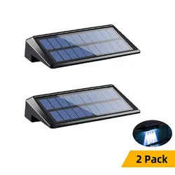 2 Pack Waterproof Solar Wall & Deck Lights - 4 LED Outdoor Lighting for Fence, Yard & Pathway (2 Pack White)