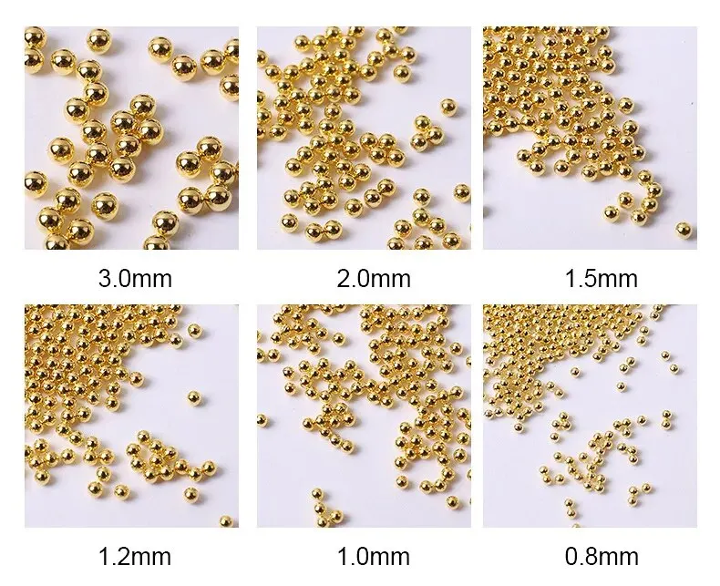 Description Picture 2 of item1box 0.8-3mm Mixed Metal Beads Tiny Nail Art Decorations Charm 3D Gold Silver Alloy Caviars Beads Ball DIY Gem Supplies