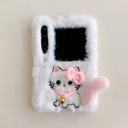 Plush 3D Cat Bell Phone Case with Lens Holder - Enhanced Back Cover Design - Moto Razr Plus 2025 (Cat - Lingdang)