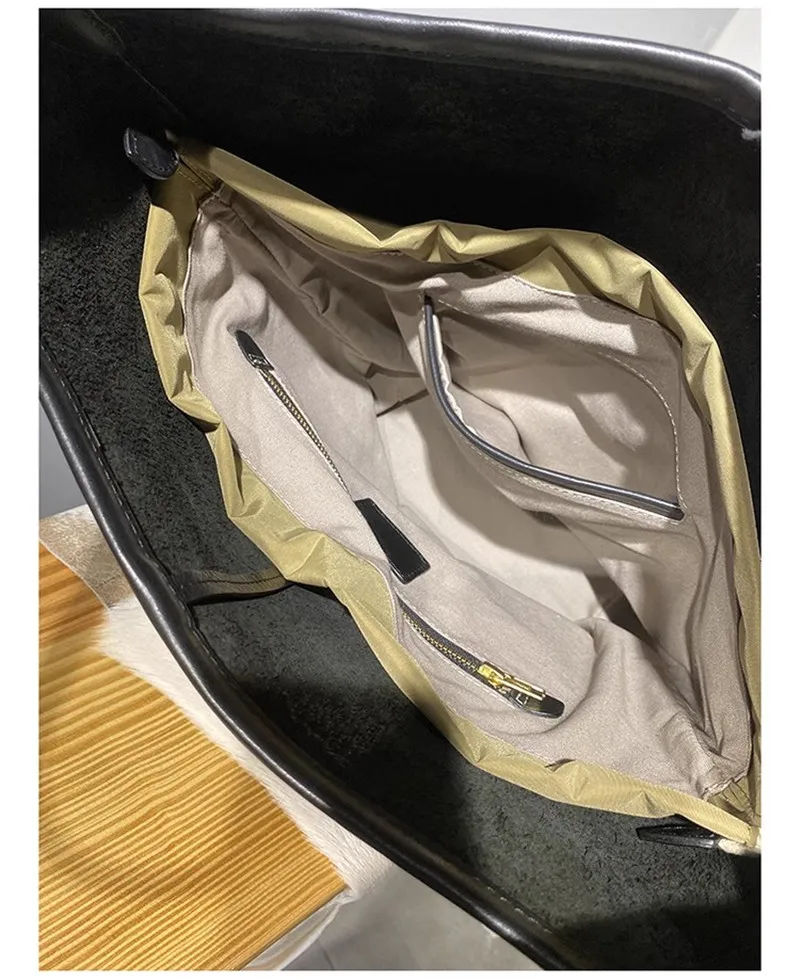 PNDME einfache lässige hochwertige echtes Leder Damen Eimertasche Outdoor Designer Luxus natürliche weiche Rindsleder Umhängetasche – Detail 32