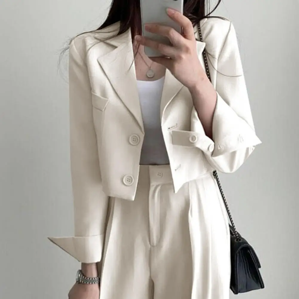 

Korean Cropped Blazers Single-button Short Type Women Blazer Jacket Lapel Notch Collar Business OL Commute Jacket куртка женская