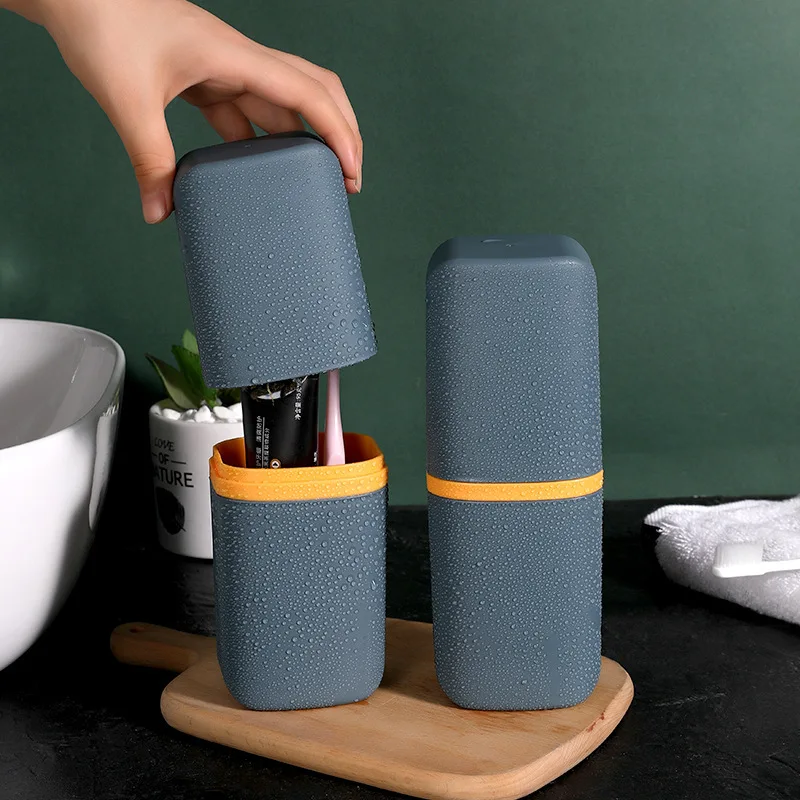 Portable Travel Toothbrush Storage Box Detachable Including 2 Cups Toothpaste Storage Case And Carrier