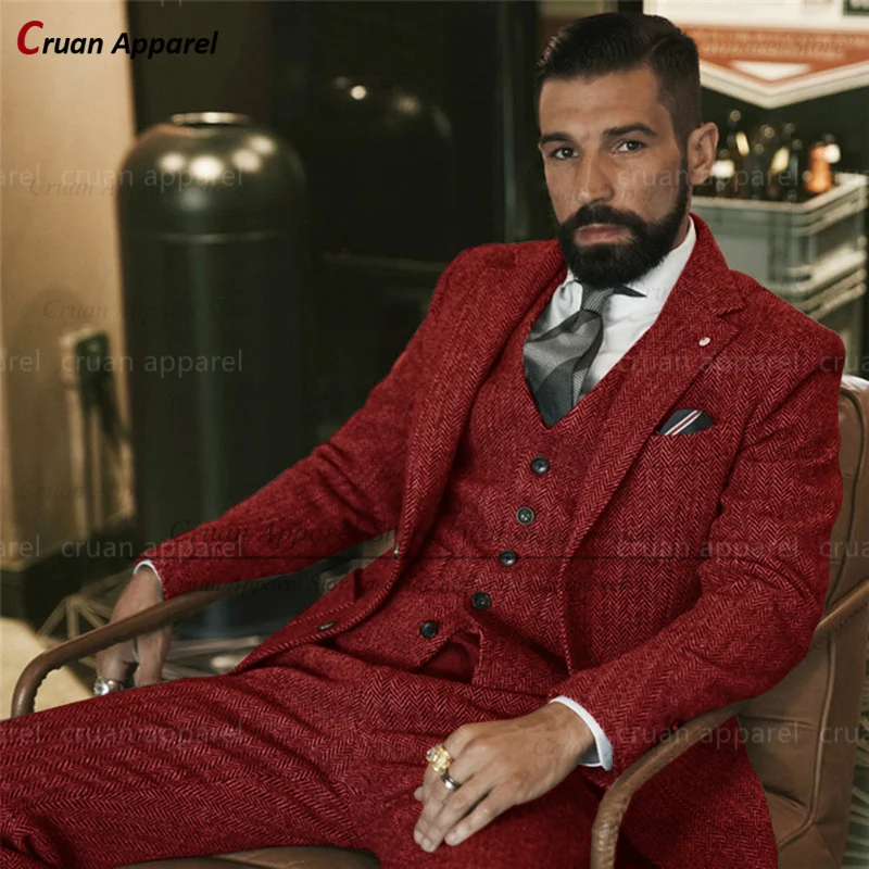 Blazer De Tailleur En Maille Tweed Tissée Marron À Épaules Carrées Et