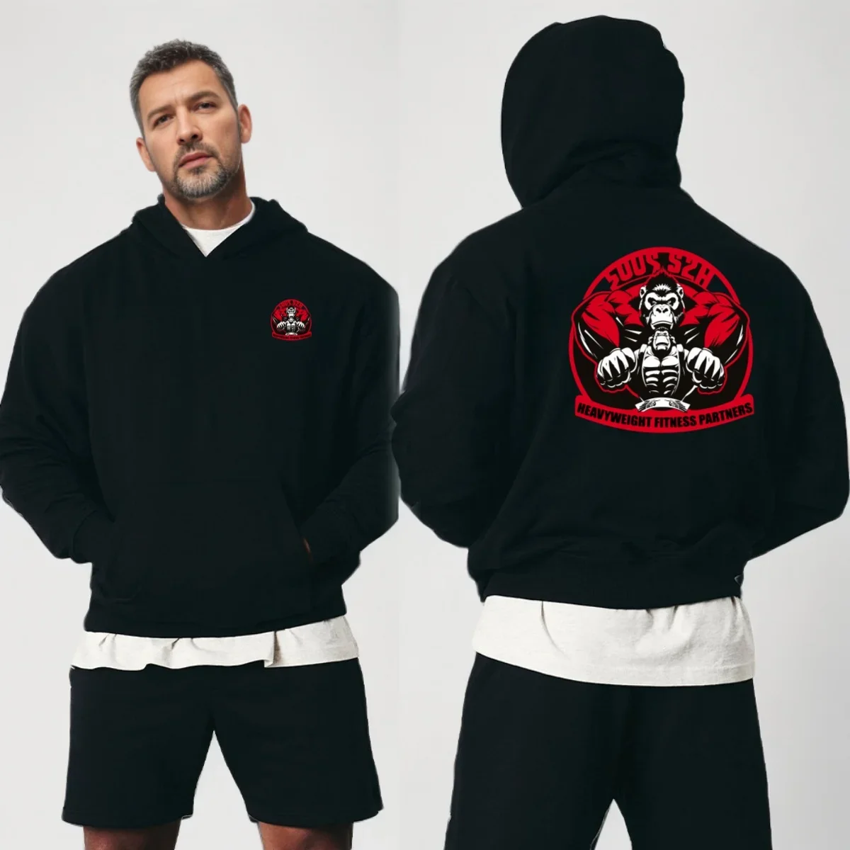 Men Hoodie Pattern Hooded Sweatshirt Sportswear Pullover Gym Workout Essentials Tops