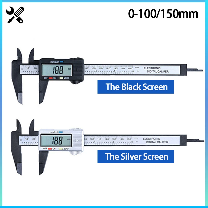 

0-150-100mm Digital Caliper Carbon Fiber Vernier Caliper Gauge Micrometer LCD Display Calibrator Ruler Carpentry Measuring Tools