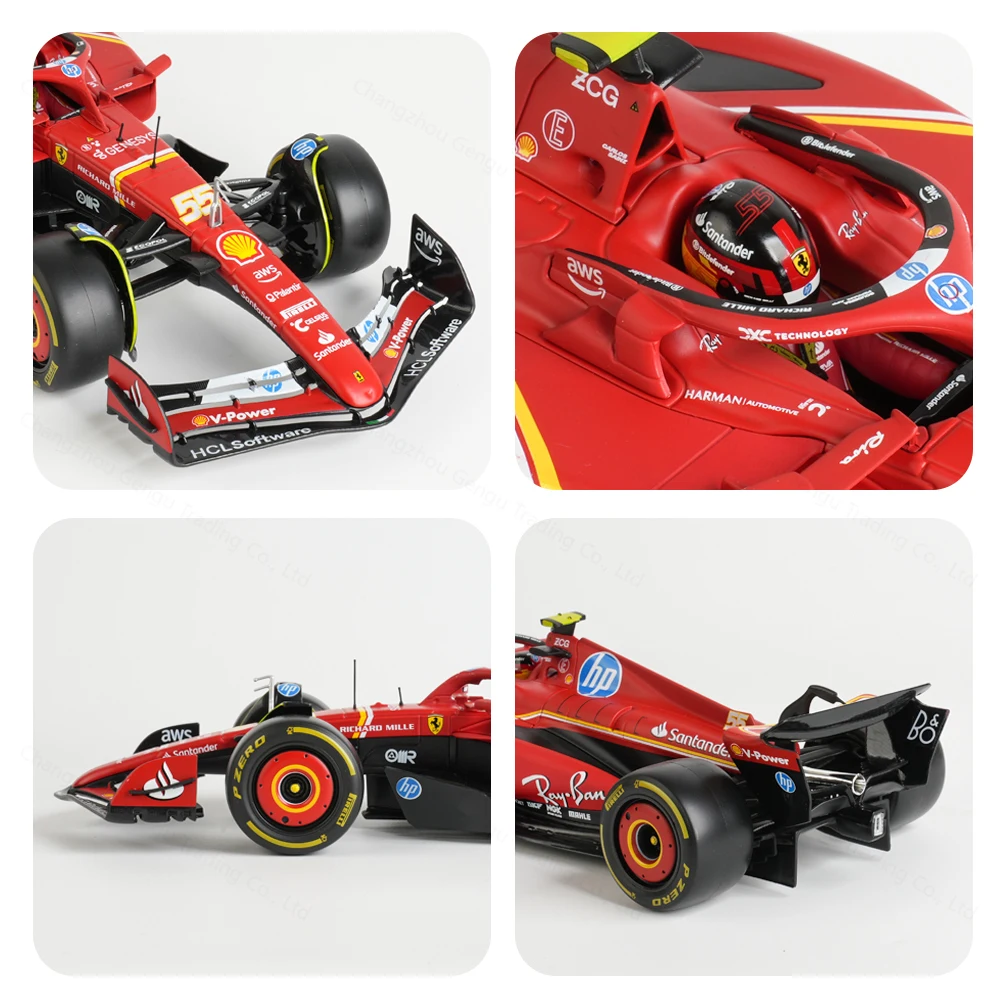 Bburago 1:18 2024 Ferrari SF24 #16 #55 F1 Racing Formula Car Static Diecast Alloy Model Car 4