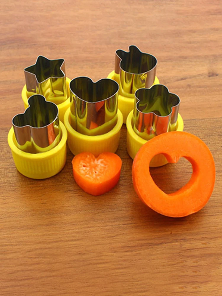 5 Pcs Vegetable Cutters Shapes Set DIY Cookie Cutter Flower For Kids Shaped Treats Food Fruit Cutter Mold Kitchen Accessories