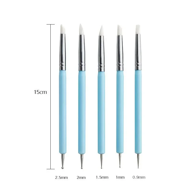 Description Picture 6 of item5pcs Double End Silicone Clay Sculpting Tool for Brush Modeling Dotting Nail Art Pottery Clay Tool DIY Carving Sculpting Tools