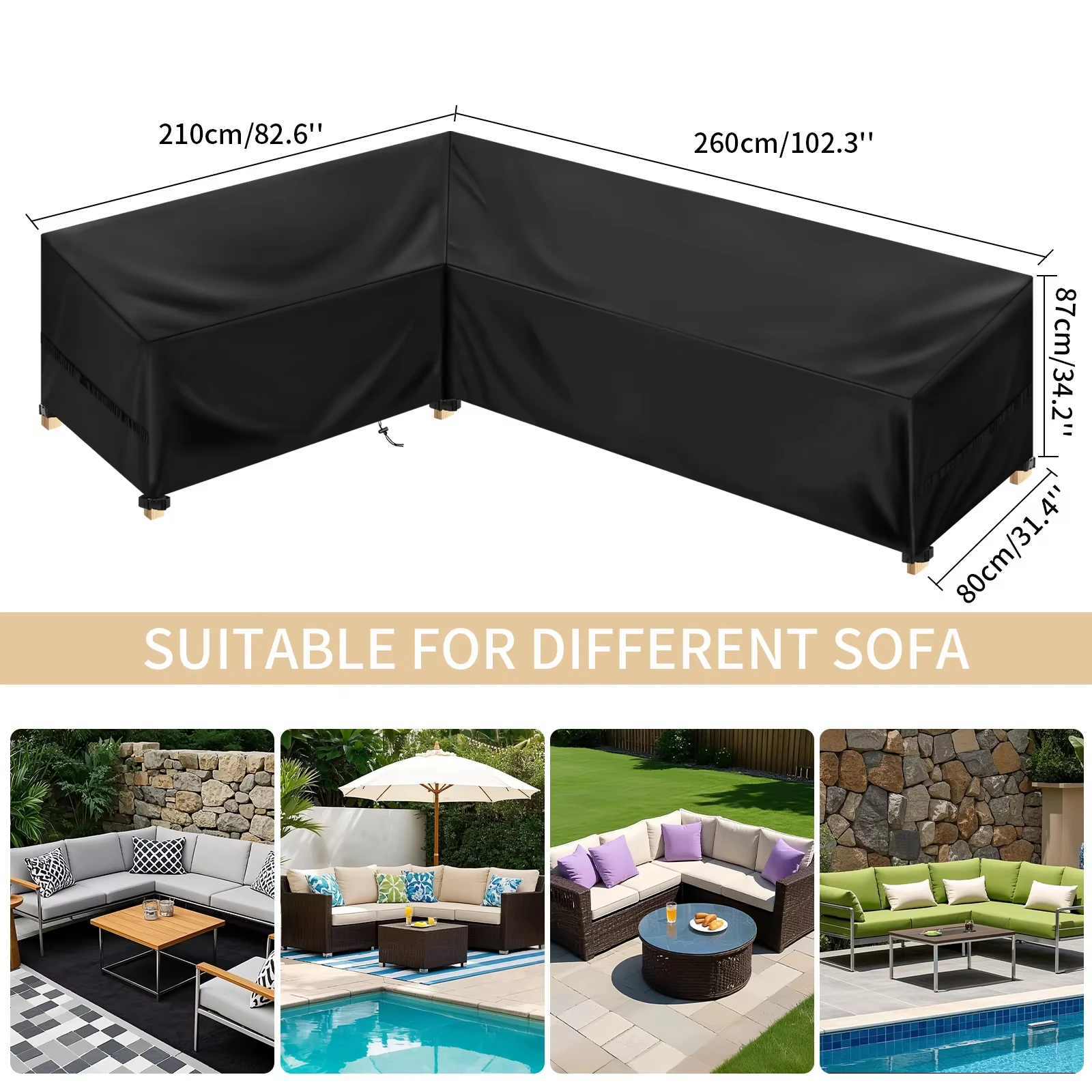 Premium Waterproof Outdoor Furniture Cover for L-Shaped Sectional Sofa – Durable Dustproof Protection for Garden Patio Sets