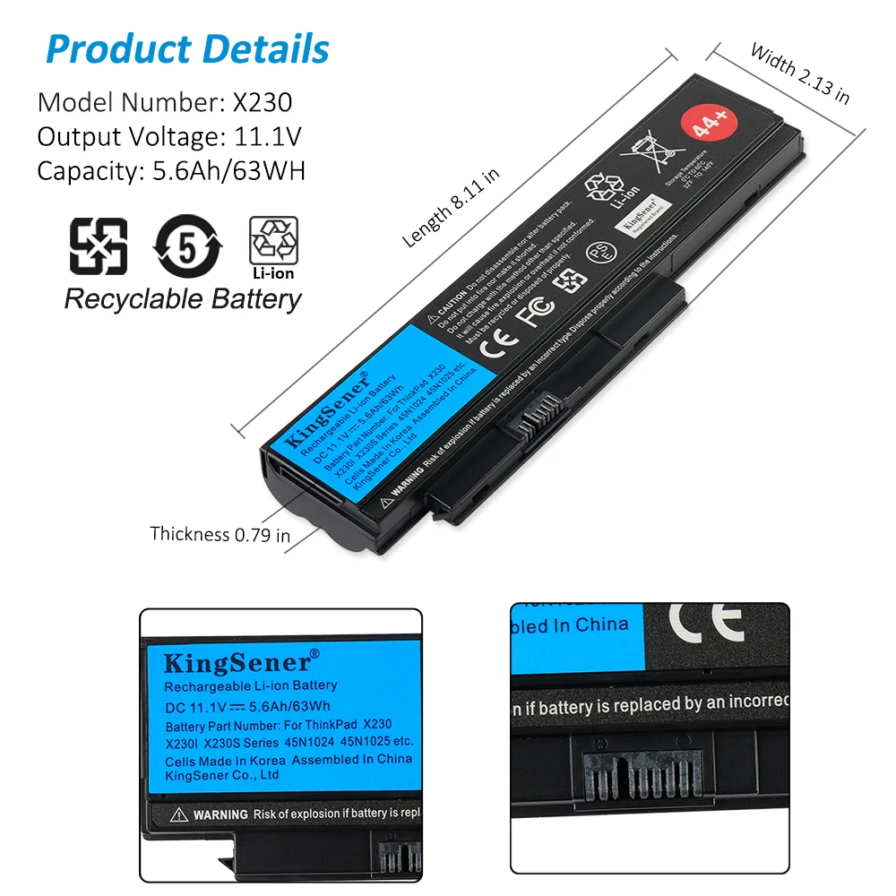 Kingsener-bateria do Portátil para Lenovo Thinkpad X230 X230i X230s 45n1024 45n1028 45n1029 45n1020 45n1021 63wh 94wh - Imagem 2