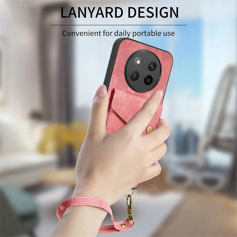 Luxury Leather Lanyard Magnetic Wallet Phone Case with Stand and Card Slot