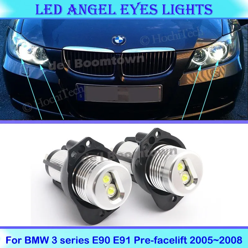 LED 자동차 헤일로 링 엔젤 아이 전구, BMW 3 시리즈 E90 E91 프리 페이스 리프트 2005 2006 2007