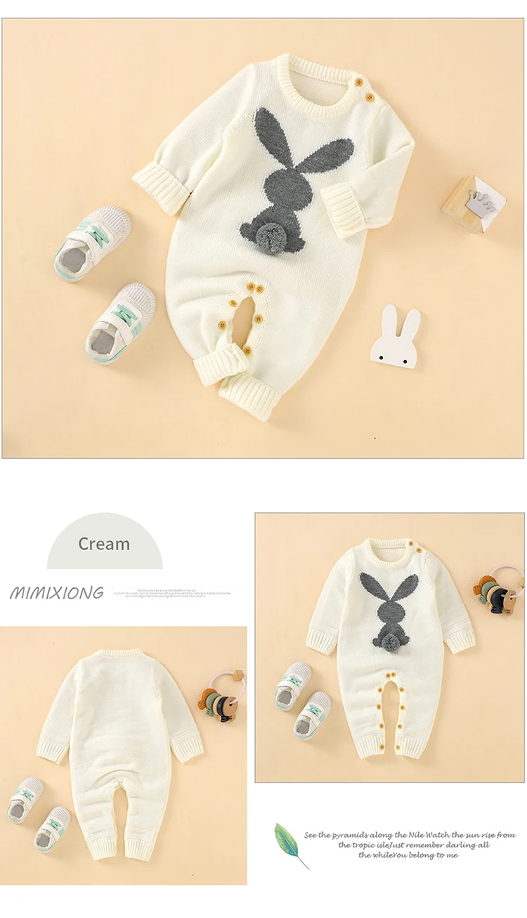 Babyspielanzug Gestrickte Infant Jungen Mädchen Overall Langarm Herbst Neugeborenen Kinder Kleidung Ostern Niedlichen Cartoon Kaninchen Overalls – Detail 14
