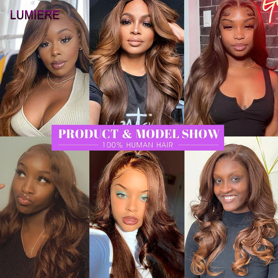 32" Chocolate Brown Ombre Colored Body Wave Wave Human Hair 3/4 Bundles Deal Brazilian Raw Hair Extensions Double Weft