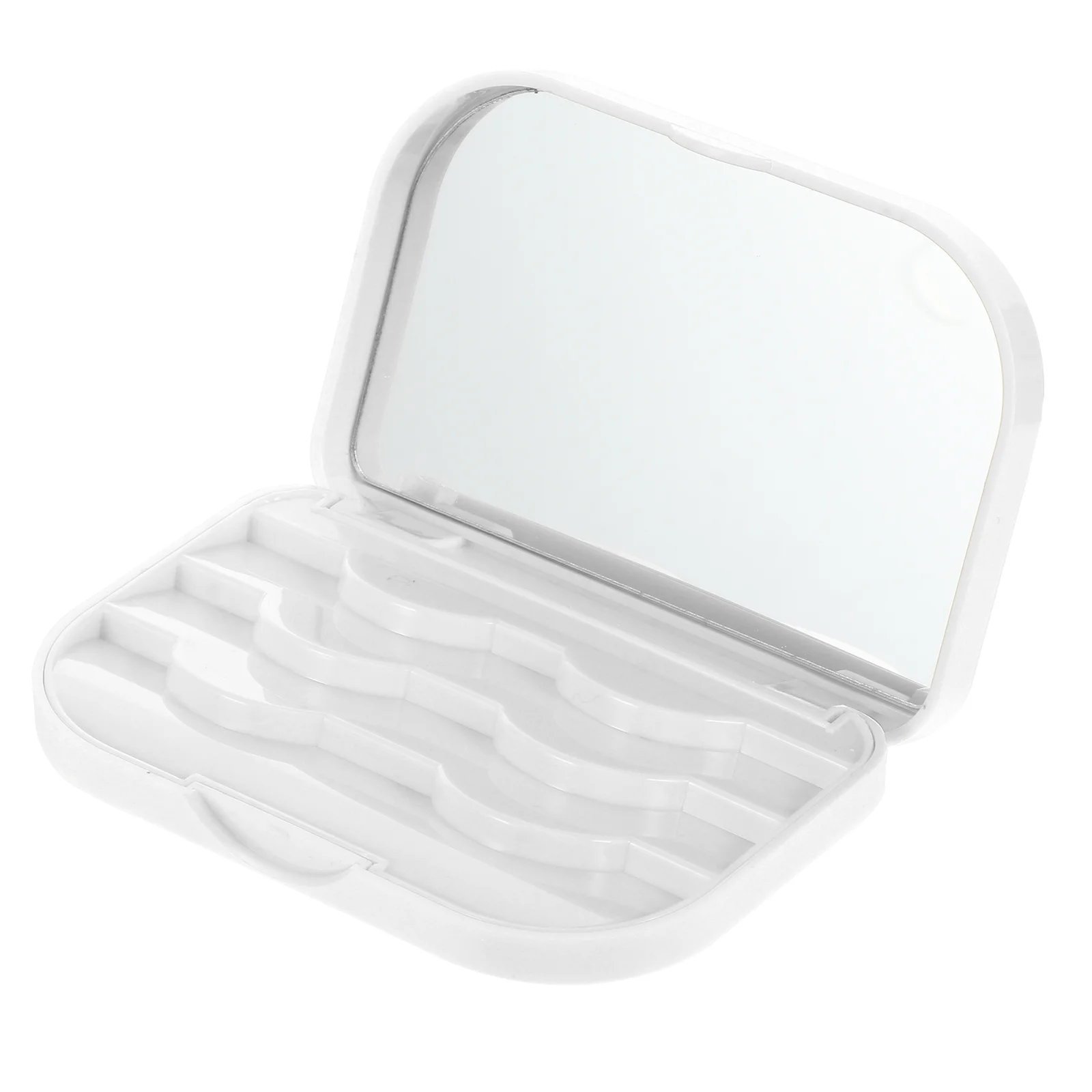 

Eyelash Holder Case, False Eyelash Case Organizer 3 Pairs Eyelash Box with Makeup Mirror Travel Size Lash Holder ( White )