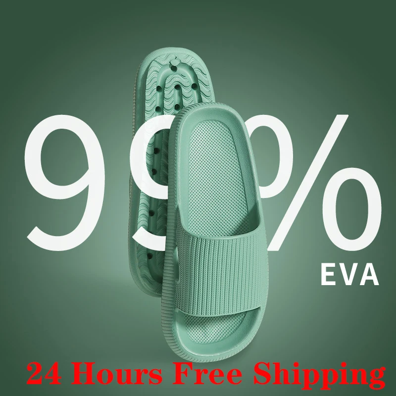 

Women Men Slippers Thick Sole Summer Beach Slides Bathroom Anti-Slip Slipper Soft Sandals Fashion Flip-Flops Ultra-Light Shoes