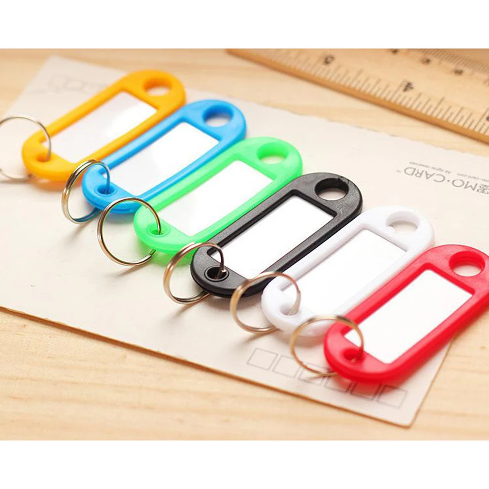 10pcs Key Tag Card Marking Luggage Label Plate Key Ring Key Chain Colorful Black Blue Plastic Household Hotel Pendant Accessory