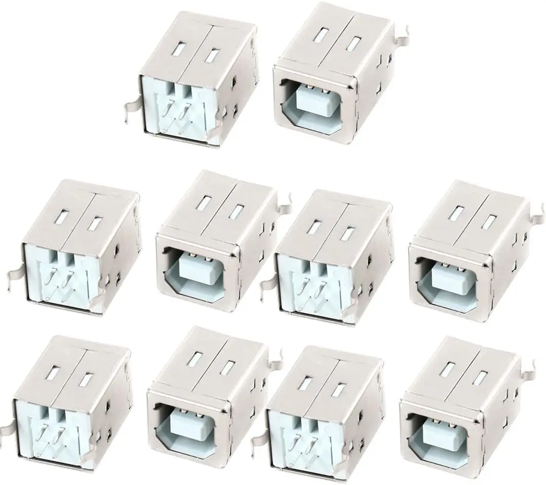 

Keszoox 10pcs USB 2.0 Type B Socket Jack 4 Pins 180 Degree Female Connector