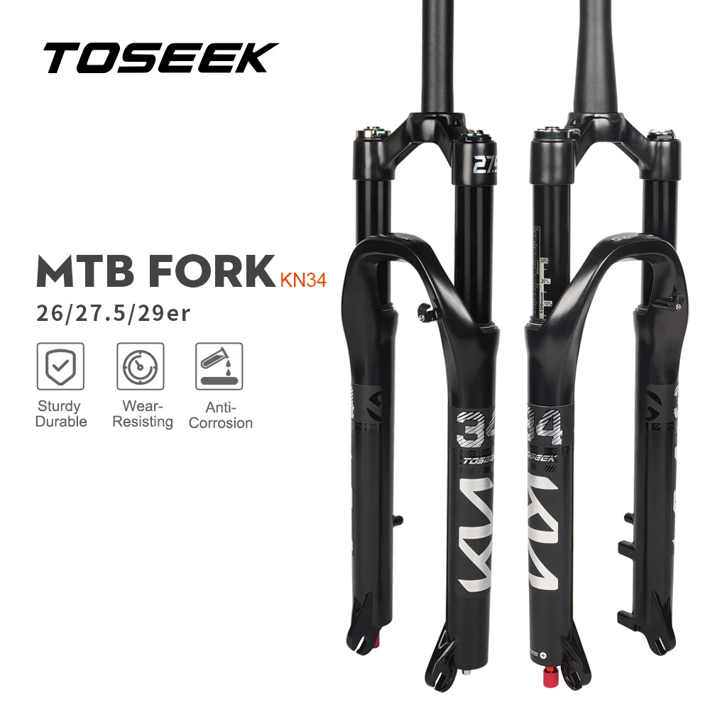 TOSEEK KN34 Magnesium Alloy MTB Bicycle Fork 26 27.5 29er Inch Mountain Bike RL120mm Air Suspension Fork