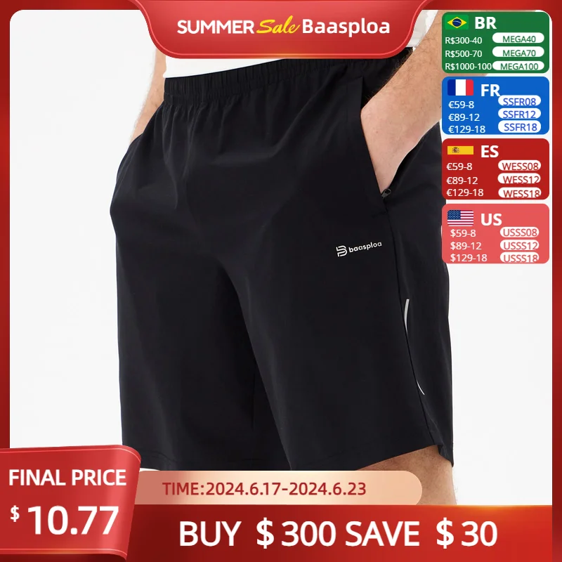 Baasploa Men Quick-Drying Sport Shorts Summer Soft Breathable Fitness Sweatpants Male Casual Training Elastic Five-Point Pants