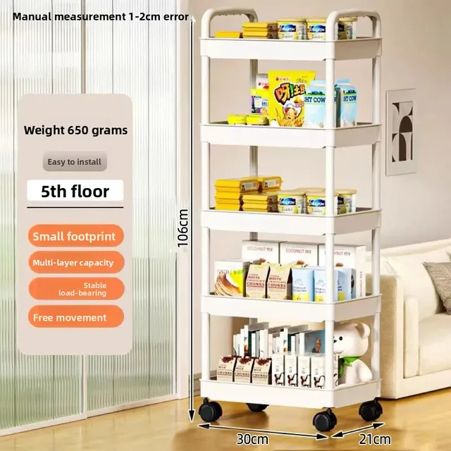 5-Tier Floor Standing Trolley Cart 5