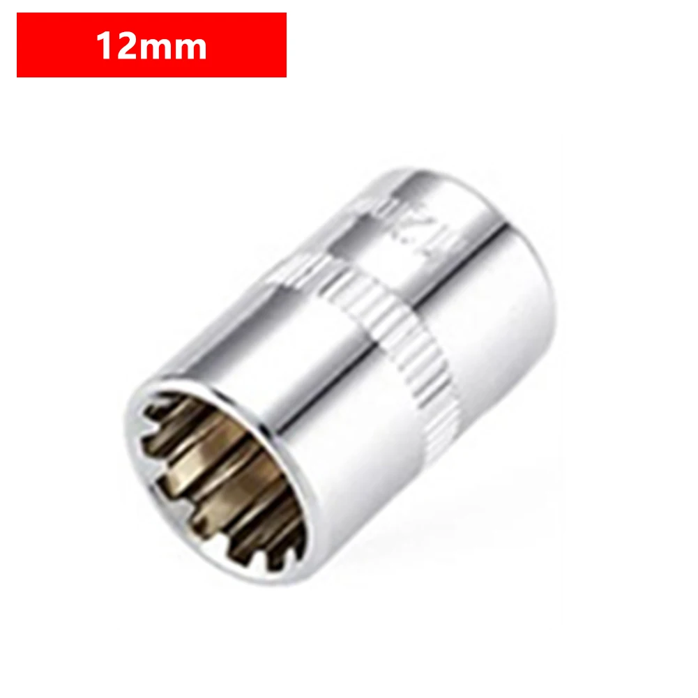 12-Punkt-Steckschlüssel, 3/8 Vierkantantrieb, Spiegel, kurzer Steckschlüsselkopf für Ratschenschlüssel, 6–24 mm Adapter, Verlängerung, Antriebsschlösser, Steckschlüssel – Detail 5