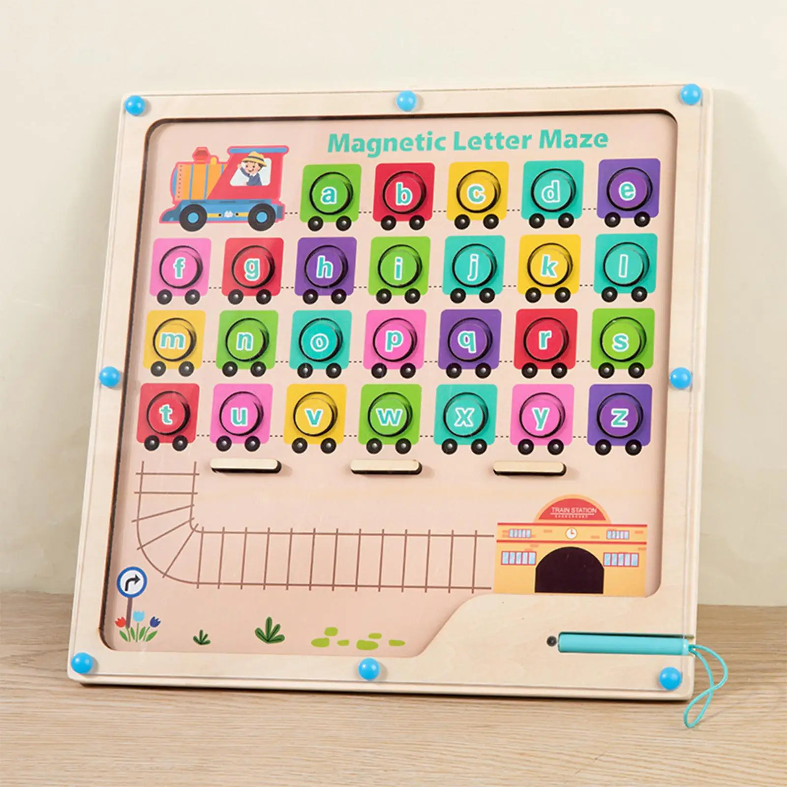 

Wooden Magnetic Alphabet Maze Board Magnetic Letter Board for Game Activity