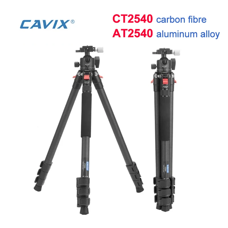 

CAVIX CT2540 Carbon Fiber Travel Tripod AT2540 Aluminum Alloy Portable Tripod Maximum load-bearing 10KG with Gimbal