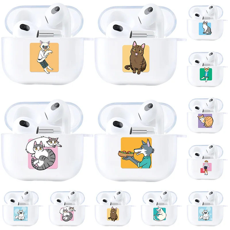 

Cute Cartoon Cat Case Clear TPU Earphone Shell For Apple Airpods Pro 2 Cover Silicone Soft For Airpods 1 2 3 Pro Protector Shell