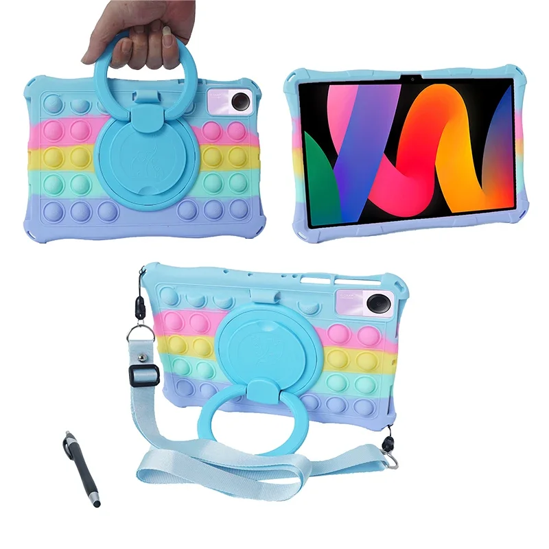 

Детский чехол для Xiaomi RedMi Pad SE 11 2023 360, вращающаяся подставка для планшета, чехол для Redmi Pad 10,6 2022, Мягкий Силиконовый противоударный чехол + ремень