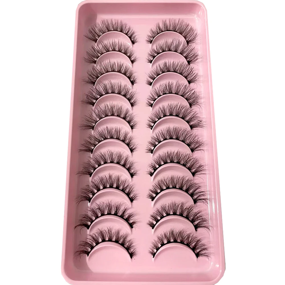 10 Pairs short Eyelashes 3D Mink Lashes False Eyelashes Handmade Wispy Fluffy Long Lashes Natural Eye Makeup Tools Eye Lashes