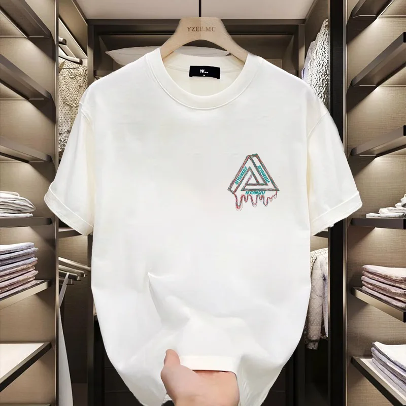 T-shirt in cotone da uomo con stampa triangolare del designer Camicia sportiva da strada Abbigliamento moda casual da donna unisex_voghion.com