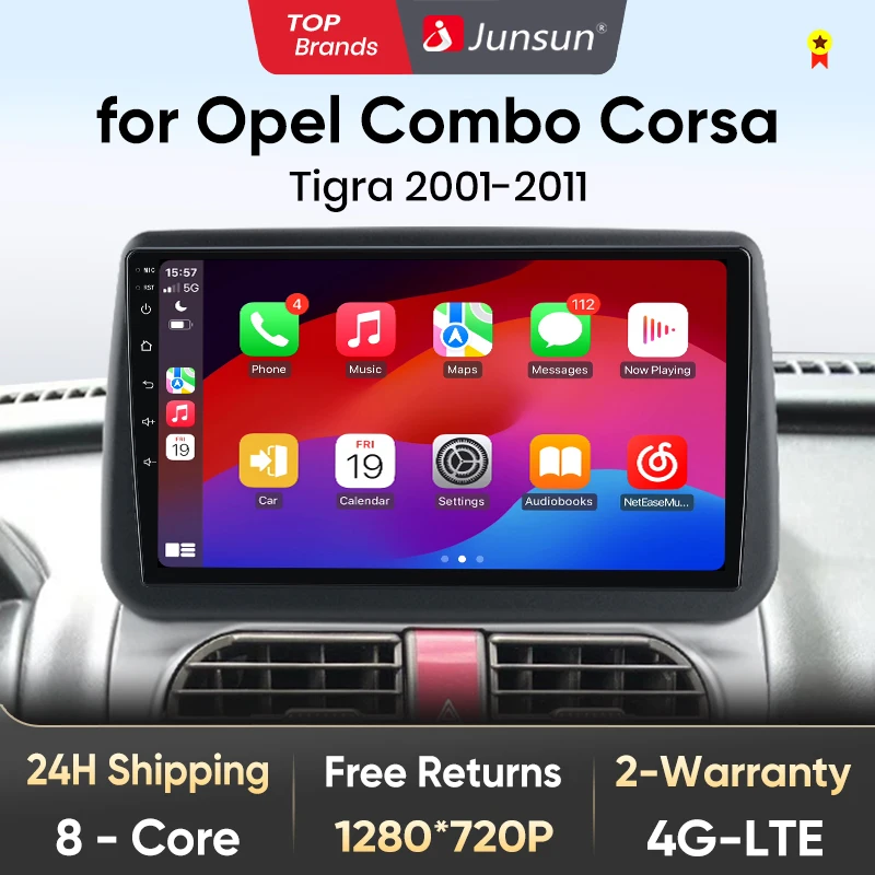 Junsun V1 AI Stimme Drahtlose CarPlay Android Auto Radio für Opel Combo Corsa Tigra 2001-2011 4G Auto multimedia GPS 2din autoradio